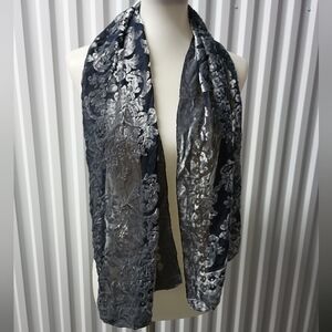 Stylish Black and Silver Floral Scarf